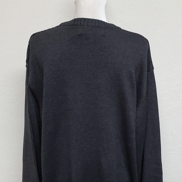 Oscar de la Renta Charcoal Gray Corded Cotton Blend Knit Long Sleeve Sweater XXL - Picture 10 of 13